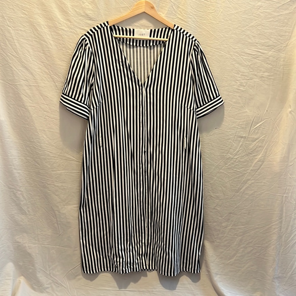 JUST couture skinny stripe referee dress